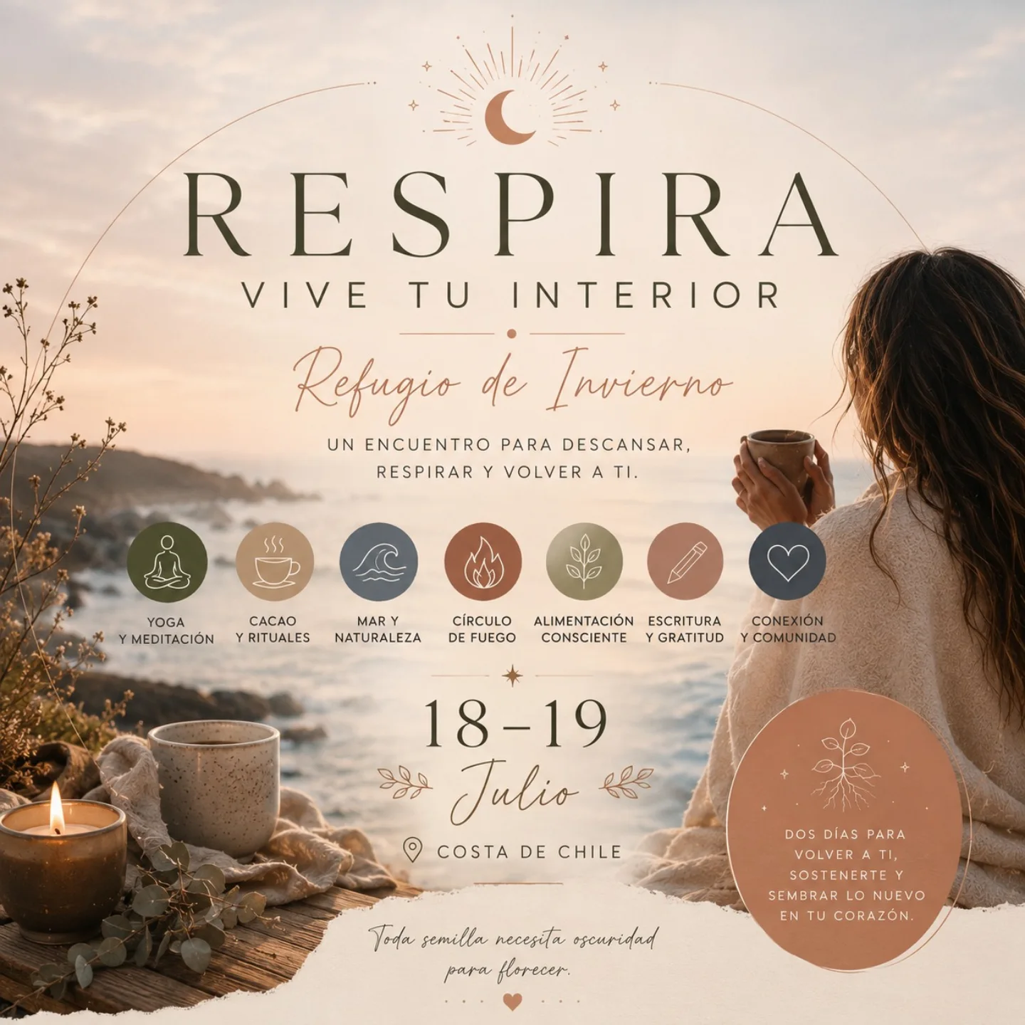 Publicación original del retiro Respira: yoga, meditación y alimentación consciente; edición del 18 y 19 de julio